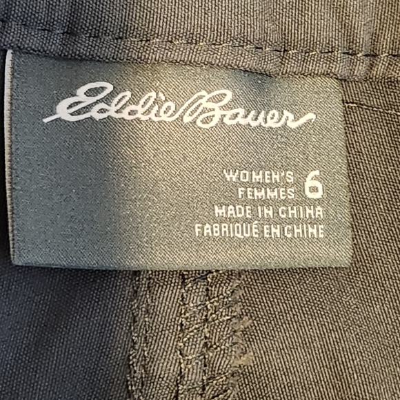 Eddie Bauer Gray Cropped Capri Pants Mid Rise Nylon Stretch Size 6 Hiking Gorp - Picture 14 of 16